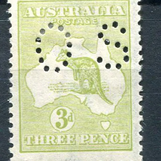 3d pale olive-green Die IIB & perfined "OS". Fresh ...