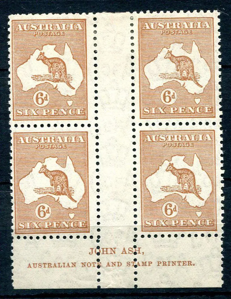 6d chestnut in John Ash imprint block of 4 with ... Image 1++