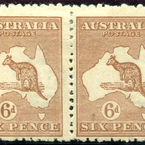 6d chestnut pair with rh stamp showing the "broken ...
