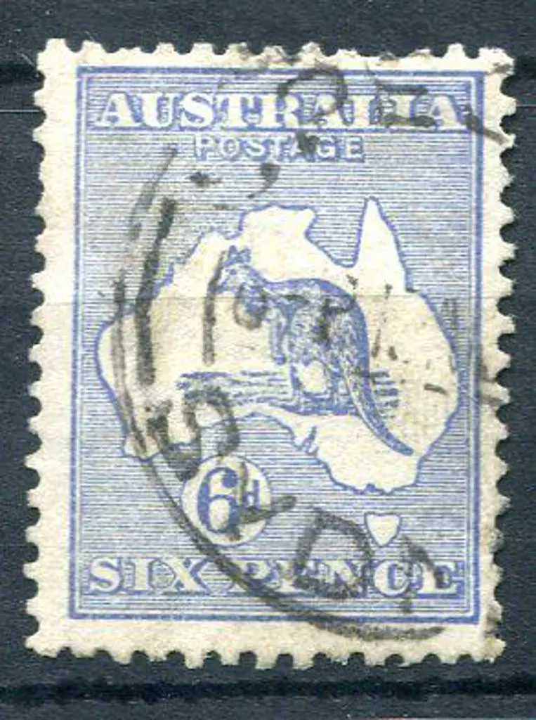 6d ultramarine with "Bite" out of kangaroo's left ... Image 1++