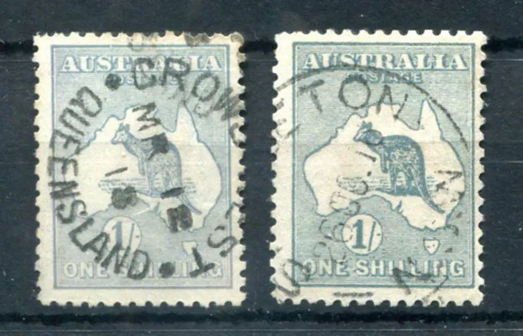 1/- grey-green Die II. Fine used by neat Crows ... Image 1++
