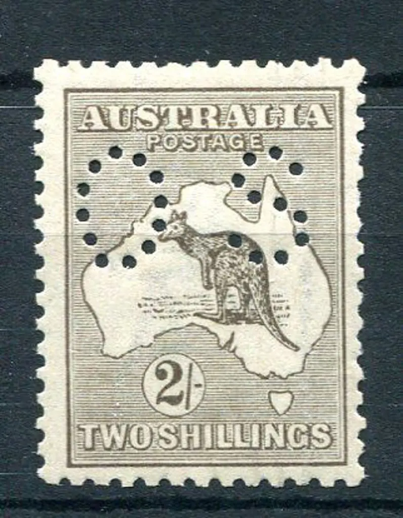 2/- brown perfined "OS". MUH with very light even ... Image 1++