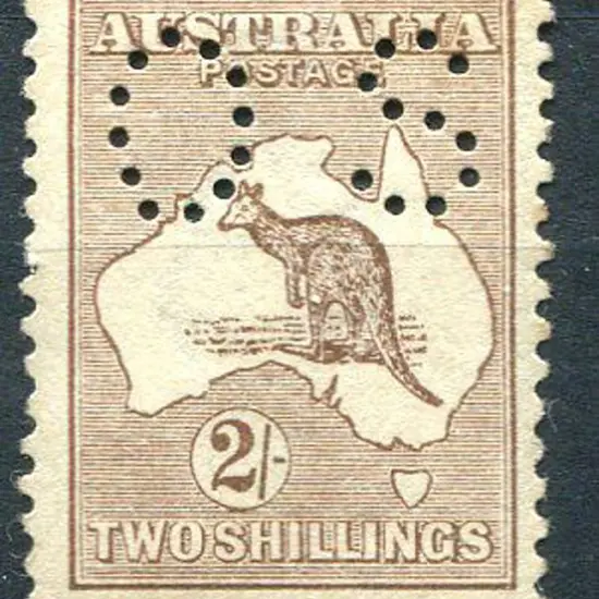 2/- brown perfined "OS" mint with inverted wmk. MH ...