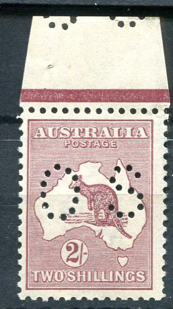 2/- reddish-maroon Die II perfined OS. Superb MUH ... Image 1++