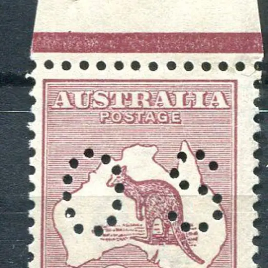 2/- reddish-maroon Die II perfined OS. Superb MUH ...