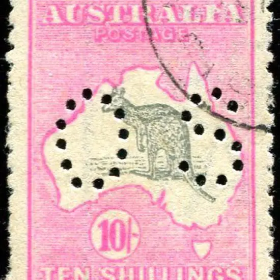 10/- grey & aniline pink perfined small "OS" with ...