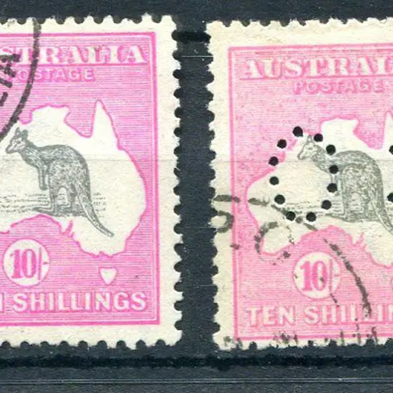 10/- grey & deep aniline pink fine used & well ...