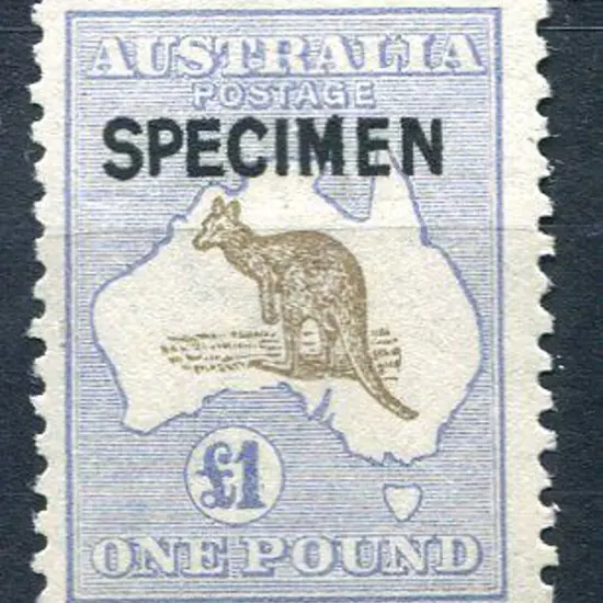 £1 olive-brown & pale blue ovptd "SPECIMEN" type B ...