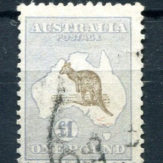 £1 olive-brown & pale blue. Used with indistinct ...