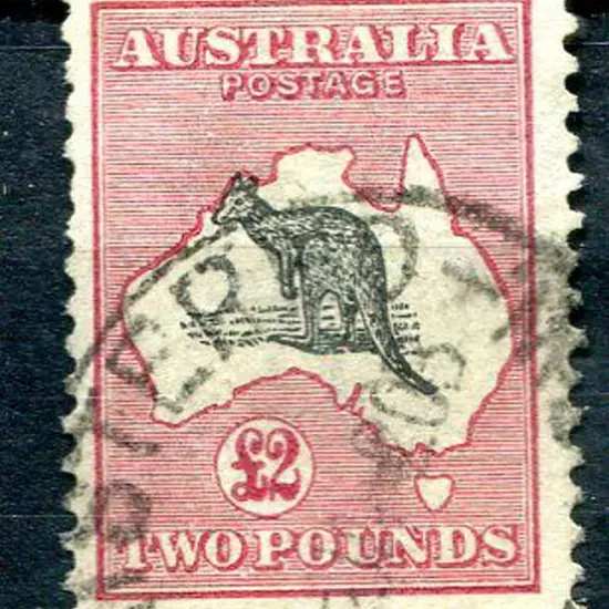 £2 black & rose with kangaroo vignette touching ...