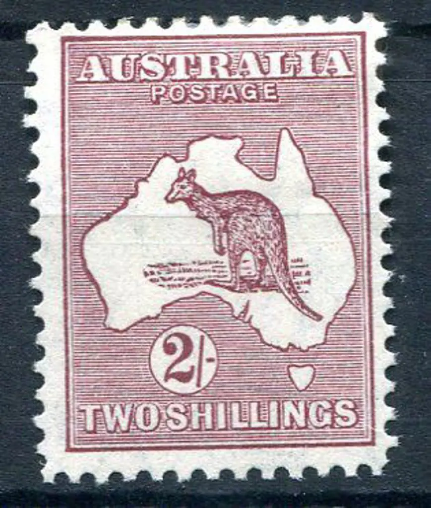 1931-47 CofA 2/- maroon with "Cut throat kangaroo" ... Image 1++