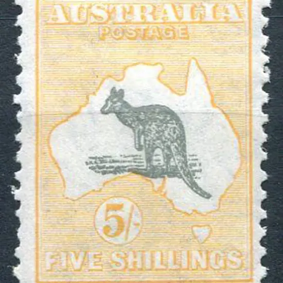 1931-47 CofA 5/- grey & yellow-orange. Fine MLH ...