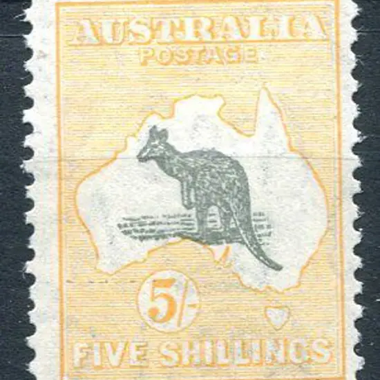 1931-47 CofA 5/- grey & yellow-orange. Fresh MLH, ...