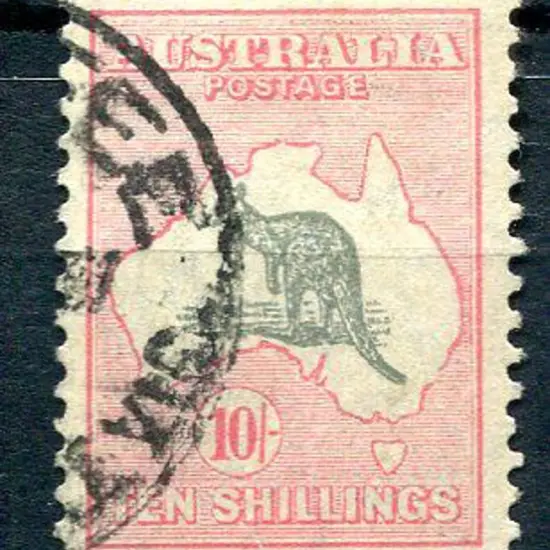 1931-47 CofA 10/- grey & pink with "broken coast ...