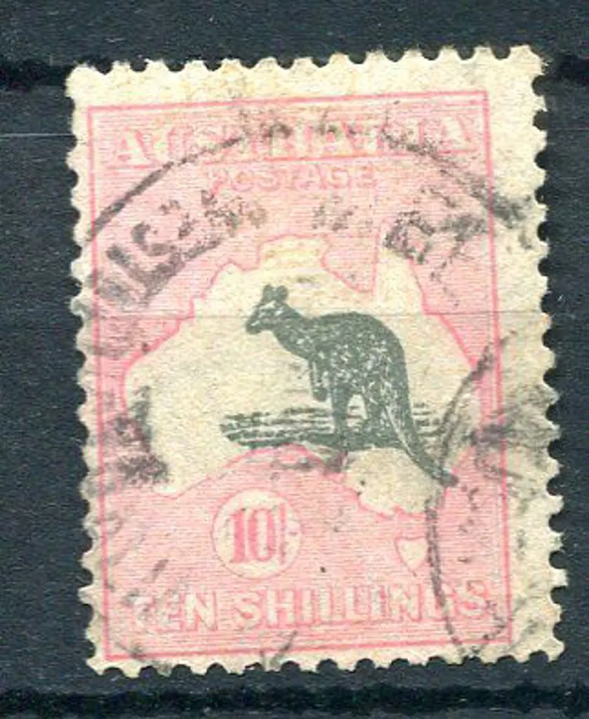1931-47 CofA 10/- grey & pink with "Misplaced ... Image 1++