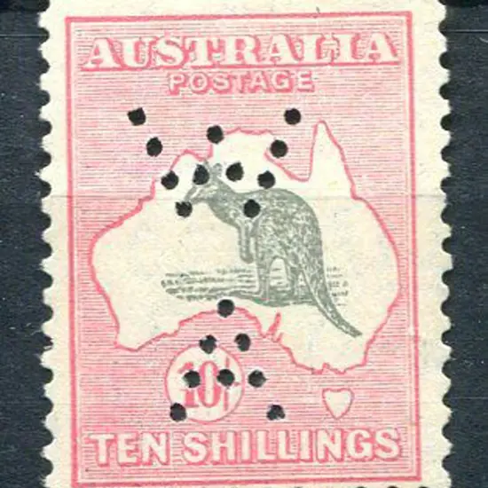 1931-47 CofA 10/- grey & pink perfined "WA". MLH ...