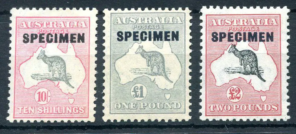 1931-47 CofA 10/-, £1 & £2 ovptd "SPECIMEN" type ... Image 1++