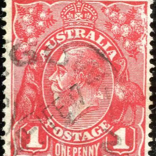 1914-20 Single watermark 1d carmine-red with ...