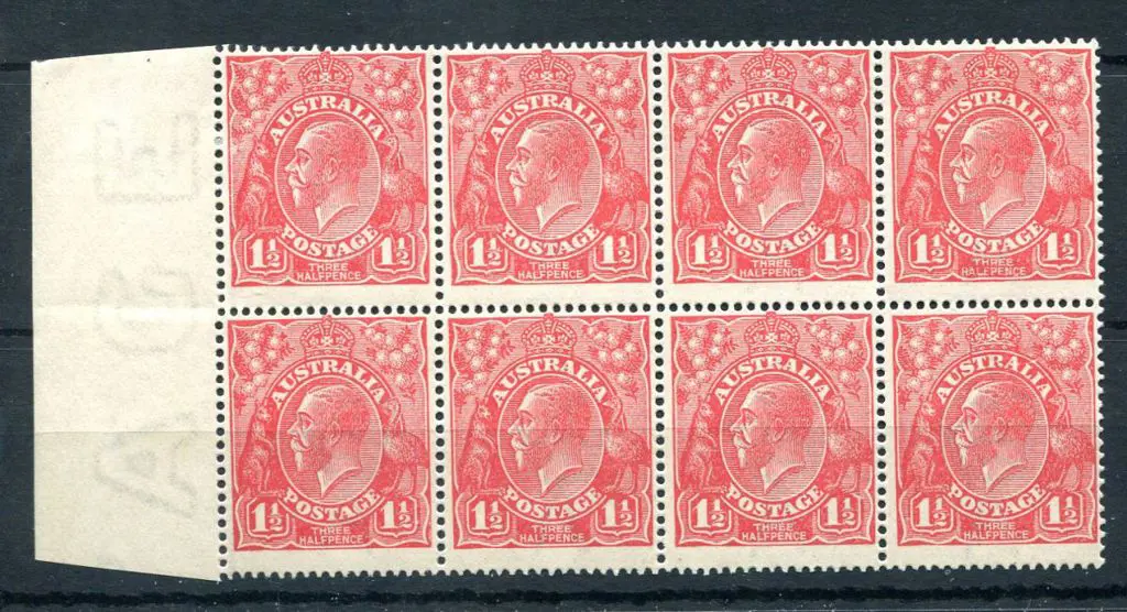 1914-20 Single watermark 1½d red plate 22 left ... Image 1++