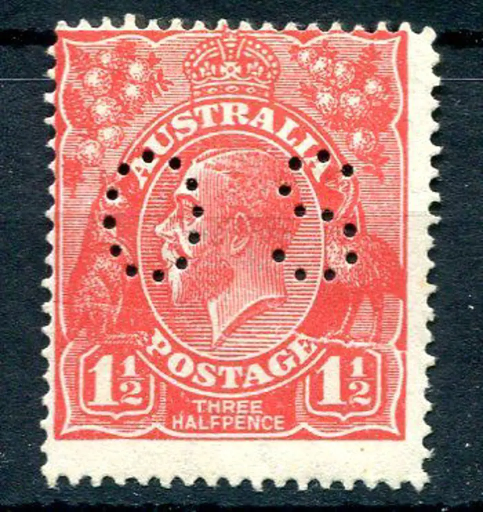 1914-20 Single watermark 1½d red with "Cracked ... Image 1++