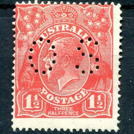 1914-20 Single watermark 1½d red with "Cracked ...