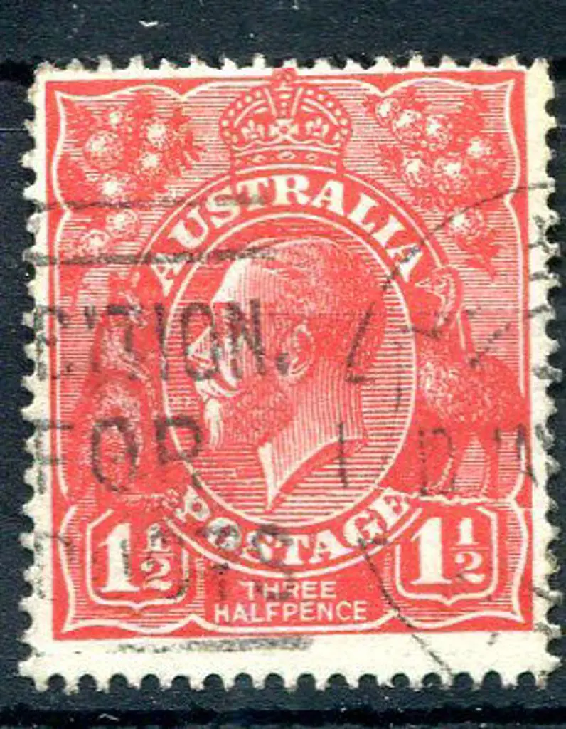 1914-20 Single watermark 1½d red with "Cracked ... Image 1++