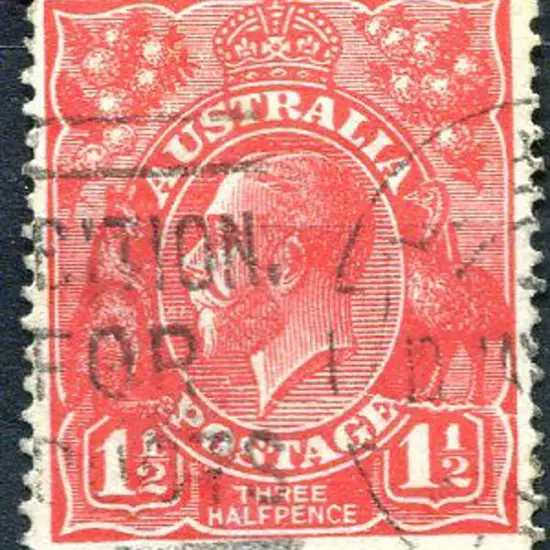 1914-20 Single watermark 1½d red with "Cracked ...