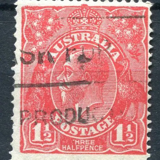 1914-20 Single watermark 1½d red with "T" of ...