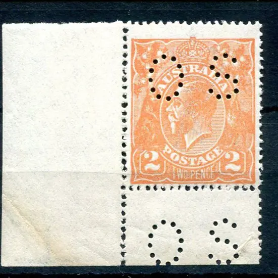 1914-20 Single watermark 2d orange with "Shaved ...
