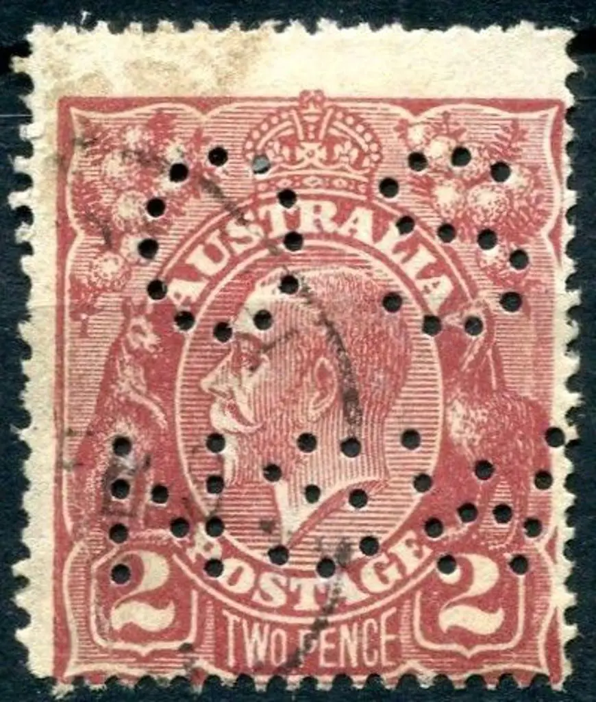 1914-20 Single watermark 2d red brown perfined ... Image 1++