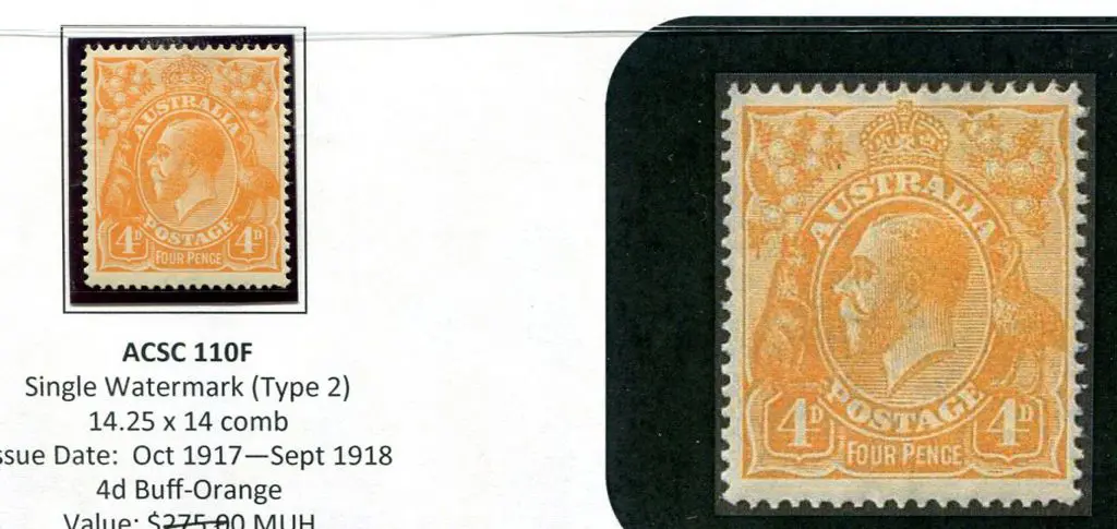 1914-20 Single watermark 4d buff orange. Fine MUH. ... Image 1++