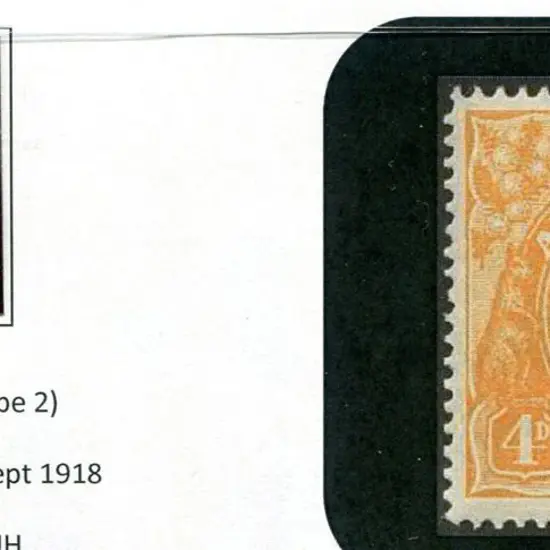 1914-20 Single watermark 4d buff orange. Fine MUH. ...