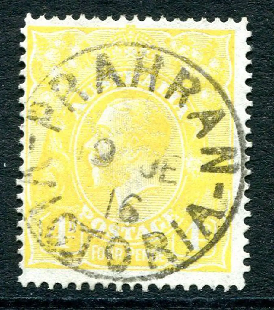 1914-20 Single watermark 4d lime yellow. Superb ... Image 1++