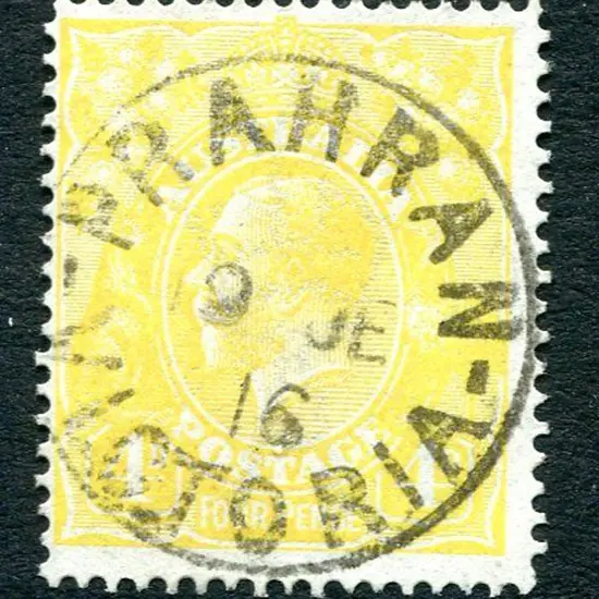 1914-20 Single watermark 4d lime yellow. Superb ...