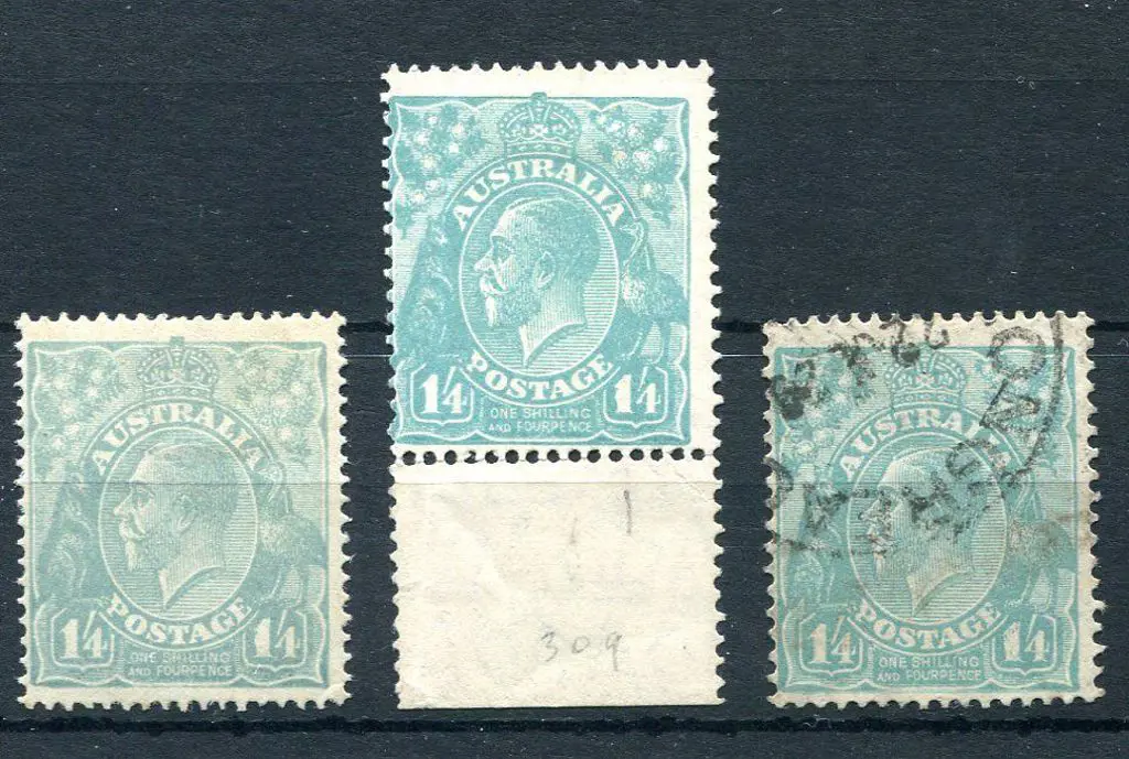 1914-20 Single watermark 1/4d turquoise & another ... Image 1++