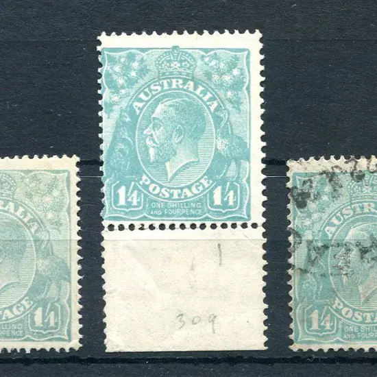 1914-20 Single watermark 1/4d turquoise & another ...