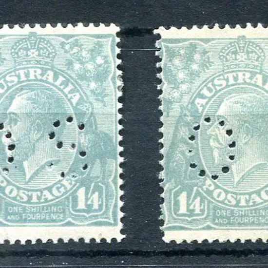 1914-20 Single watermark 1/4d shades perfined "OS" ...