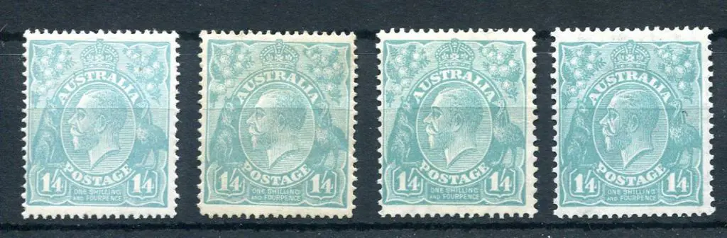 1914-20 Single watermark 1/4d shades x 4 ... Image 1++