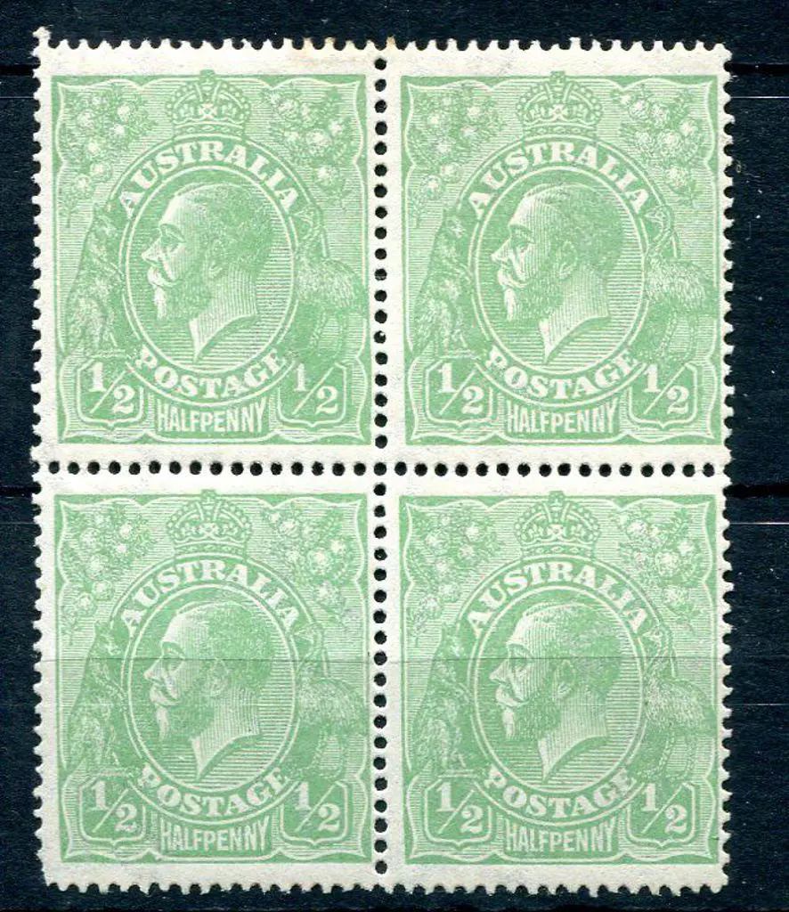 1918-20 Large Multiple Watermark Perf.14 ½d green ... Image 1++