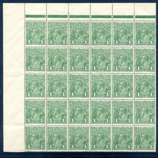 1924 No Watermark 1d green plate 3 in left pane ...