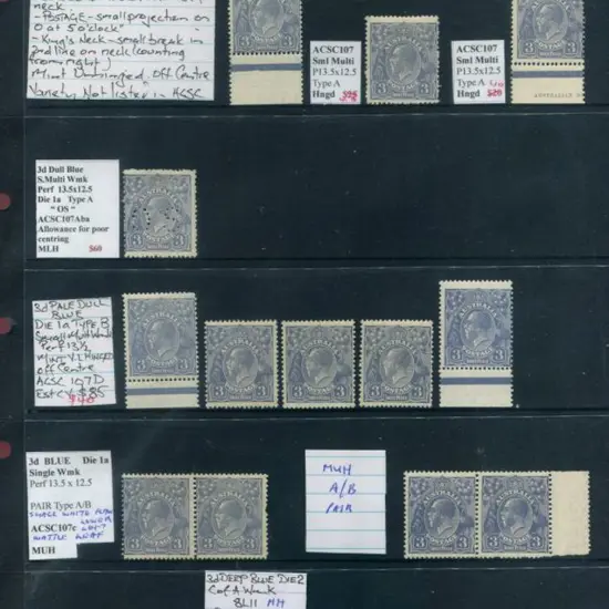 1926-30 Small Multiple Watermark Perf 13½x12½ 3d ...