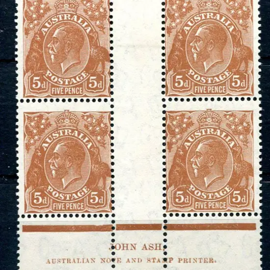1931-36 CofA Wmk 5d chestnut with "flawed pearl in ...