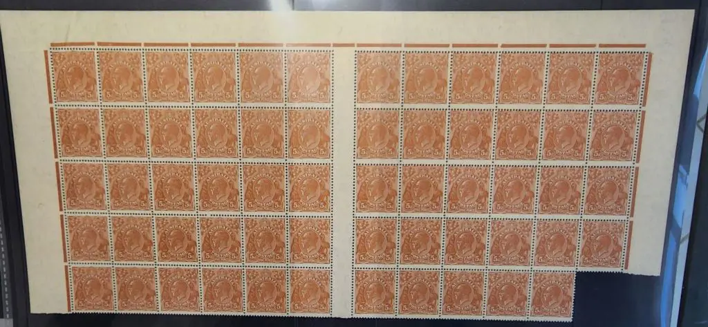 1931-36 CofA Wmk 5d orange-brown, plate 3 in part ... Image 1++