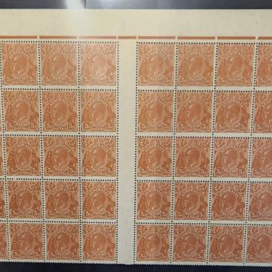 1931-36 CofA Wmk 5d orange-brown, plate 3 in part ...