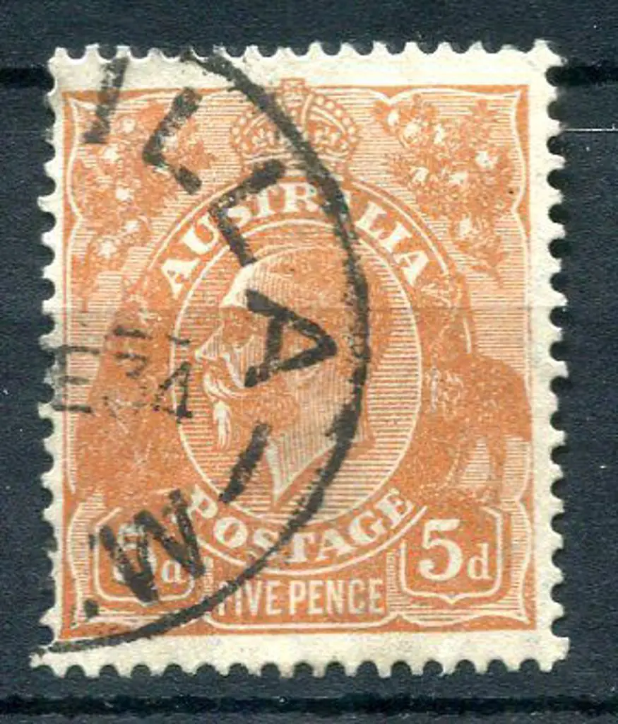 1931-36 CofA Wmk 5d yellow-brown with early stage ... Image 1++