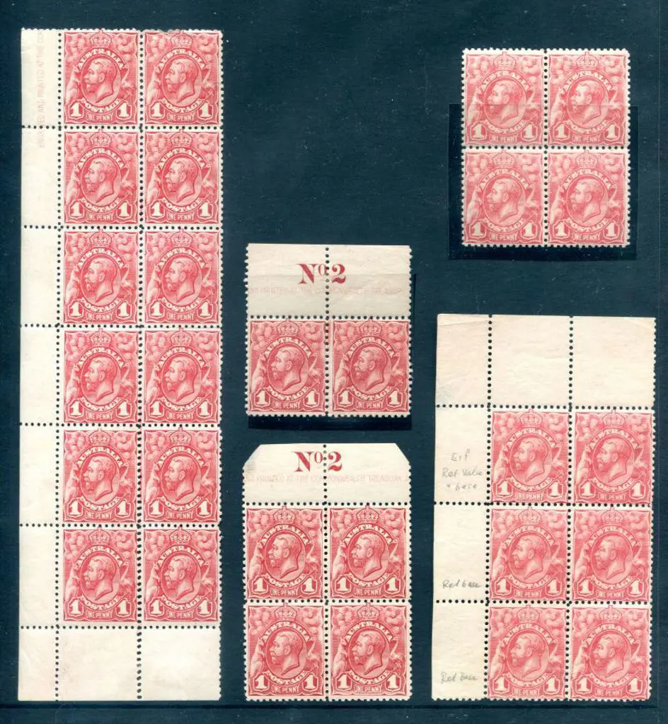 1914 1d engraved pale red KGV block of 4 (of which ... Image 1++
