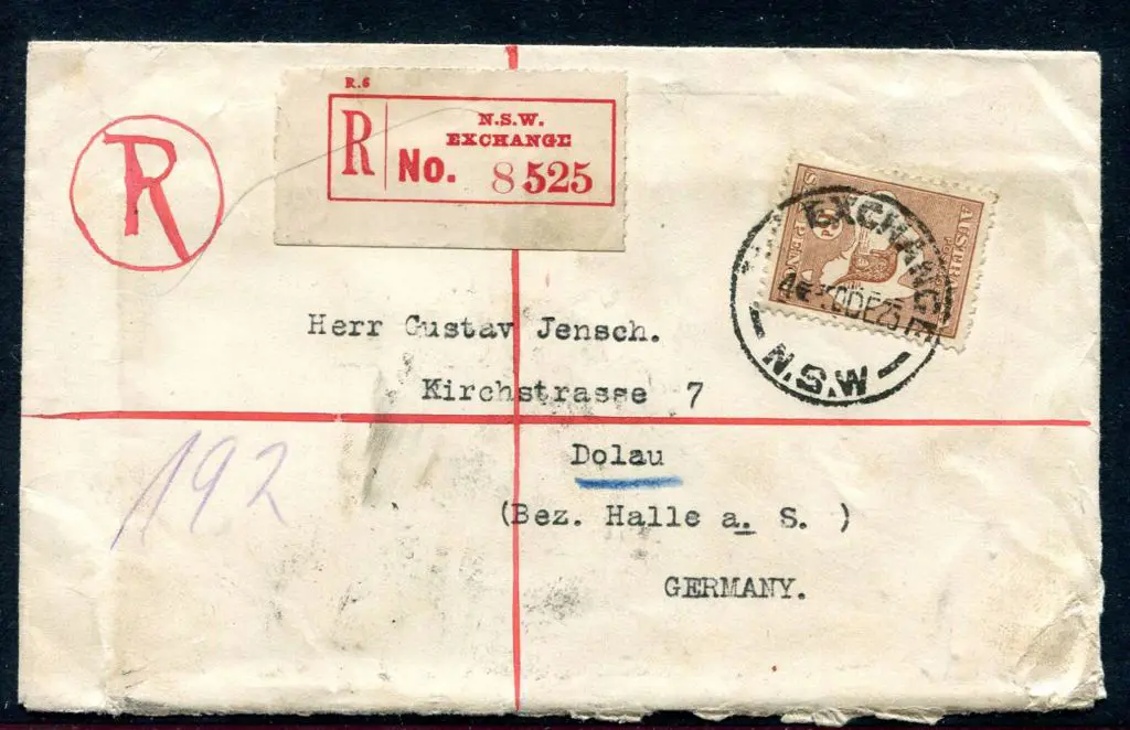 1923 (20th Dec) 6d brown, 3rd wmk kangaroo tied by ... Image 1++