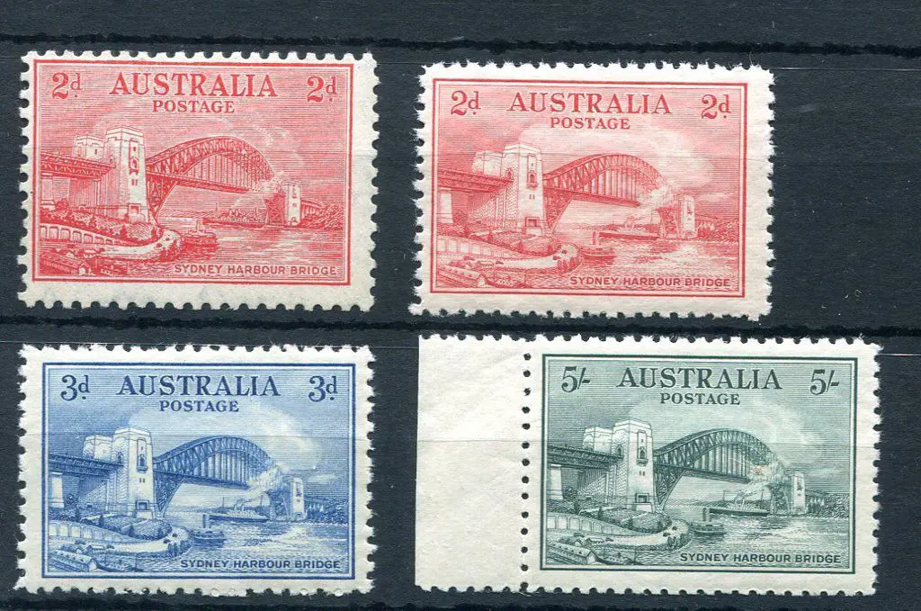 1932 Sydney Harbour Bridge set of 4 to 5/- which ... Image 1++