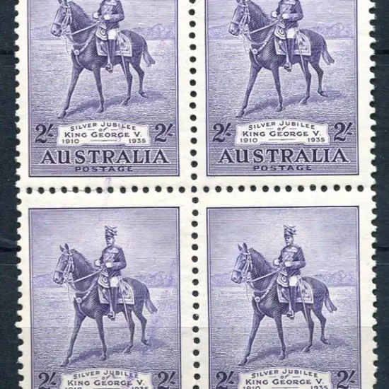 1935 2/- violet Silver Jubilee well centred block ...