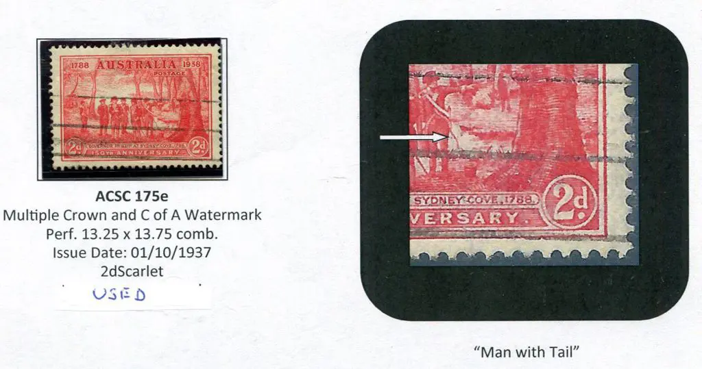 1937 2d NSW Sesqui with "Man with tail" variety. ... Image 1++